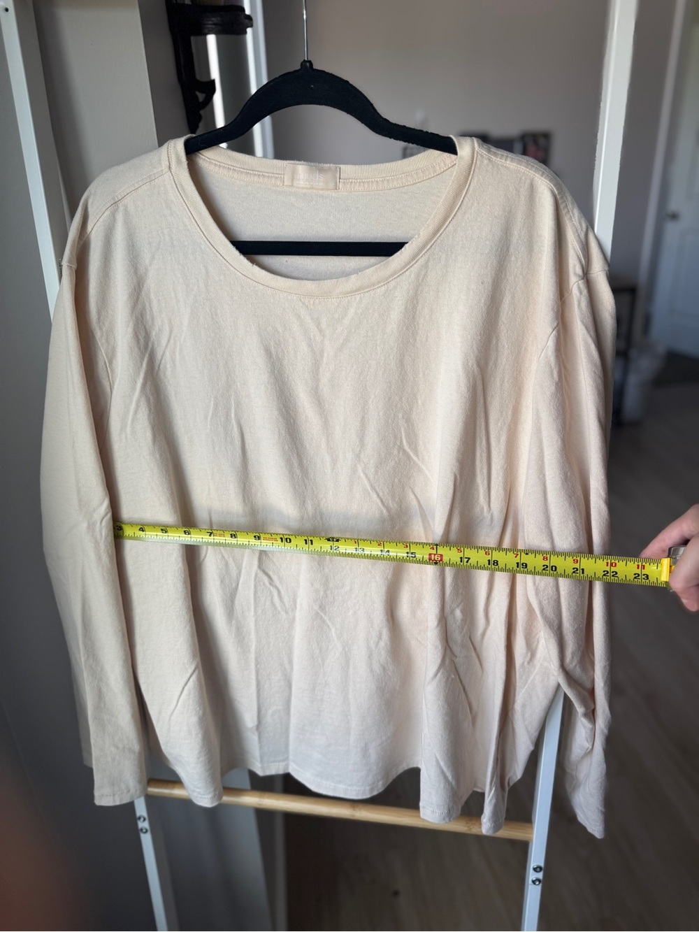 nuuds Everyday Cream Long-Sleeve Crewneck Tee | Size XXL, Cotton, Minimalist - Picture 6 of 6